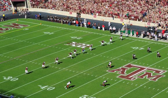 The football stadium Kyle Field, located on the campus of Texas A&M, has a seating capacity of 82,600.